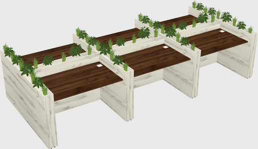 Rectangular shared desk
