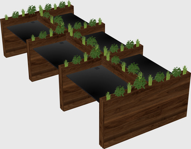 Rectangular shared desk