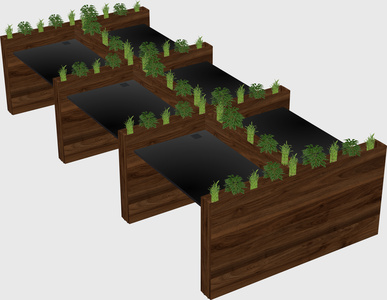 Rectangular shared desk