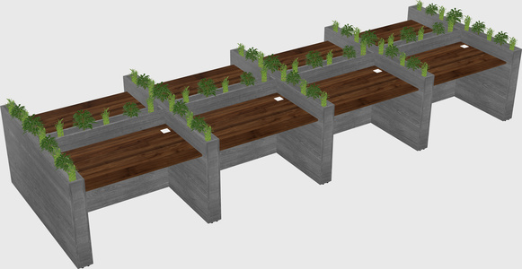 Rectangular shared desk