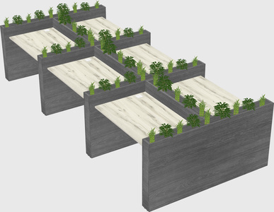 Rectangular shared desk