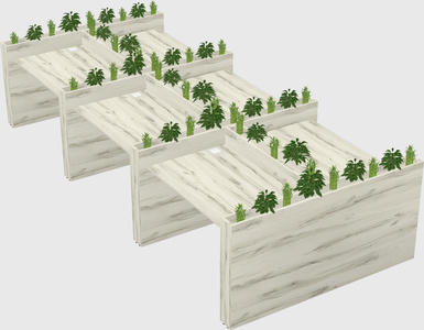 Rectangular shared desk