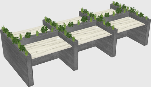 Rectangular shared desk