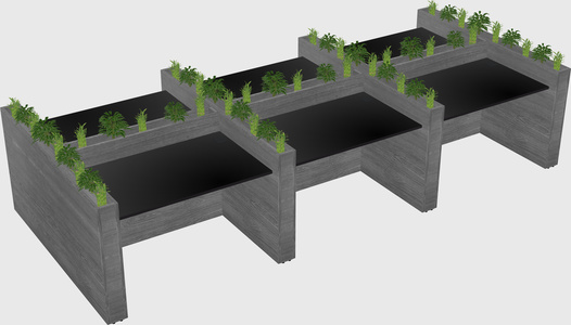Rectangular shared desk