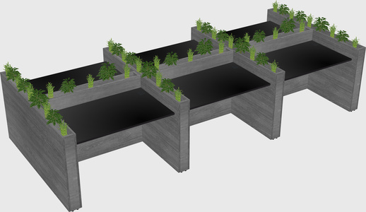 Rectangular shared desk