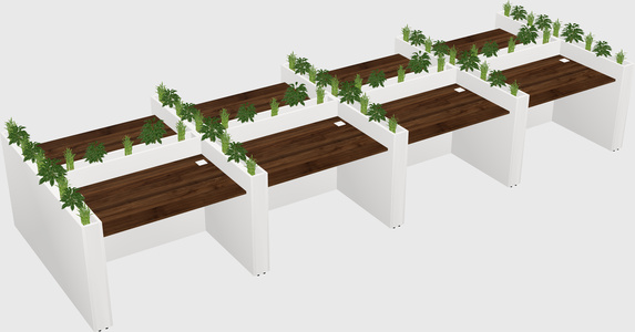 Rectangular shared desk