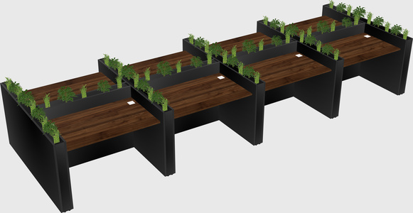 Rectangular shared desk