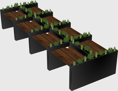 Rectangular shared desk