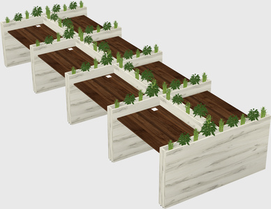 Rectangular shared desk