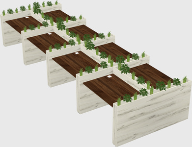 Rectangular shared desk