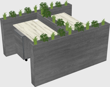 Rectangular shared desk