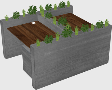 Rectangular shared desk