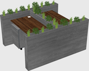 Rectangular shared desk