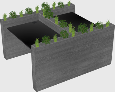 Rectangular shared desk