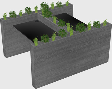 Rectangular shared desk