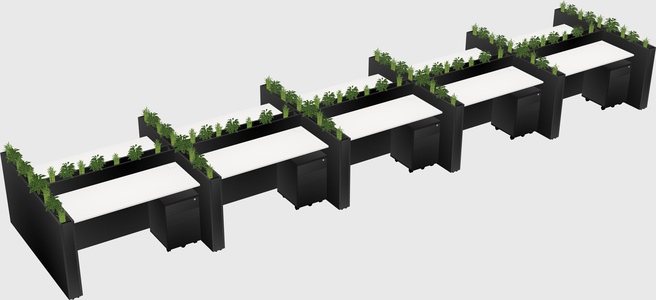 Rectangular shared desk