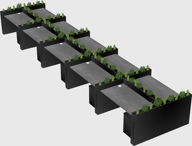 Rectangular shared desk