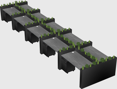 Rectangular shared desk