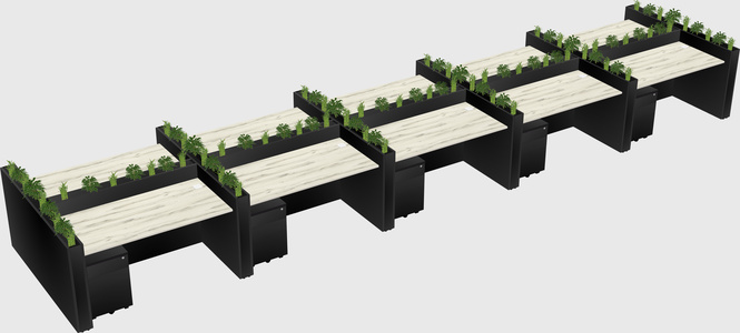 Rectangular shared desk