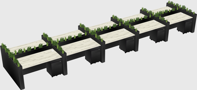 Rectangular shared desk