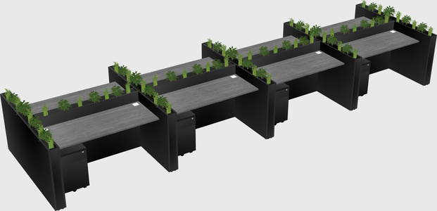 Rectangular shared desk