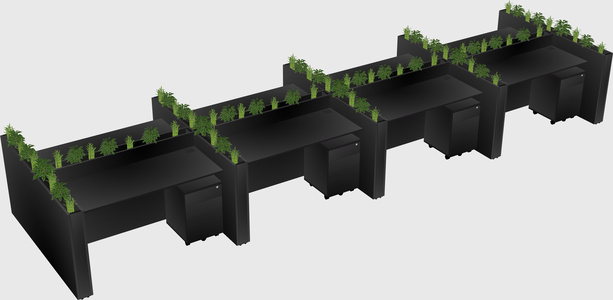Rectangular shared desk
