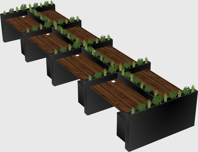 Rectangular shared desk