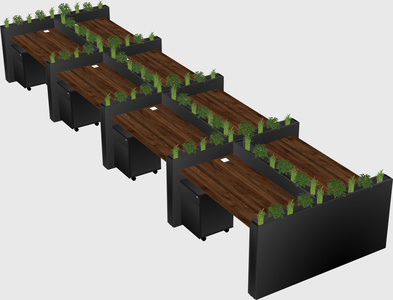 Rectangular shared desk