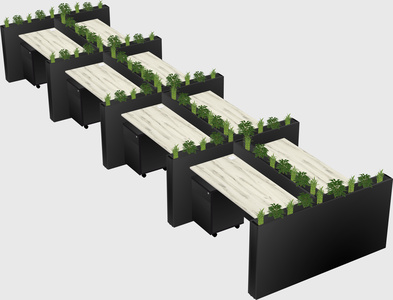 Rectangular shared desk