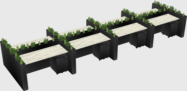 Rectangular shared desk