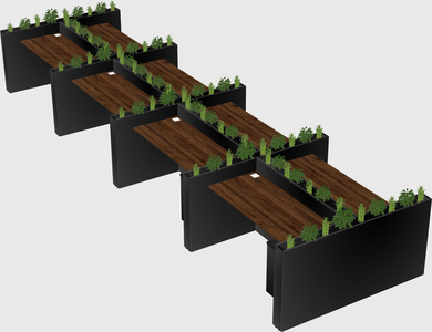 Rectangular shared desk