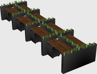 Rectangular shared desk
