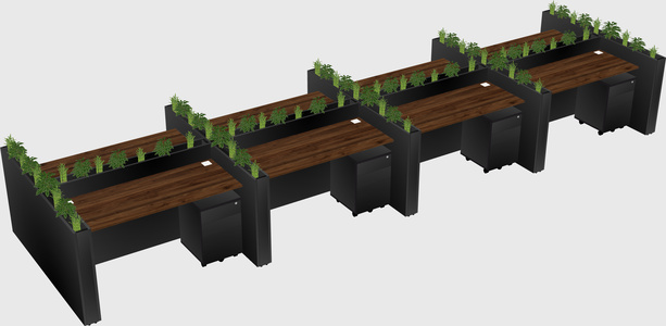 Rectangular shared desk