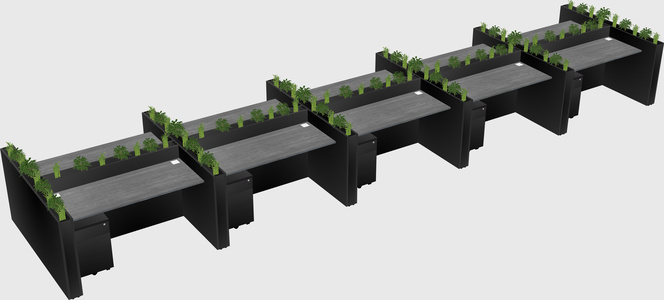 Rectangular shared desk