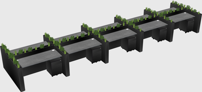 Rectangular shared desk