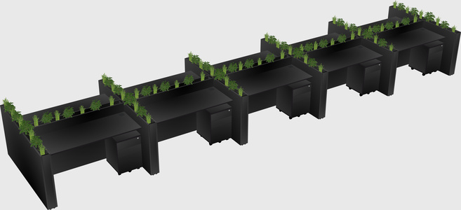Rectangular shared desk