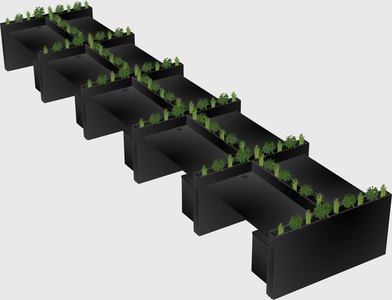 Rectangular shared desk