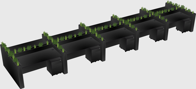 Rectangular shared desk