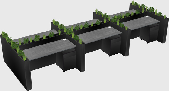 Rectangular shared desk