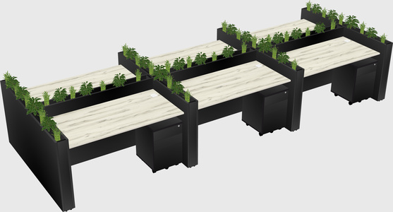 Rectangular shared desk