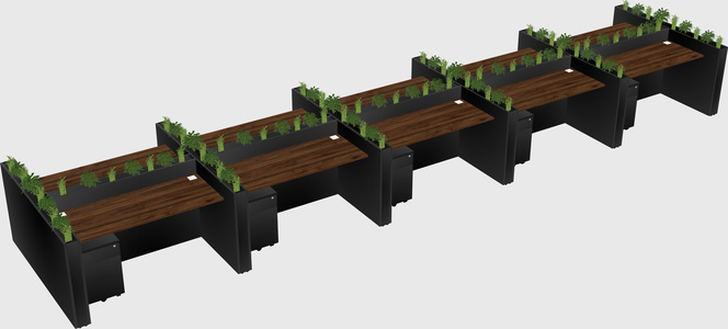 Rectangular shared desk