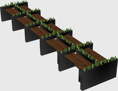 Rectangular shared desk