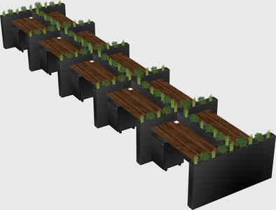 Rectangular shared desk