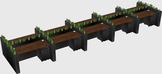 Rectangular shared desk