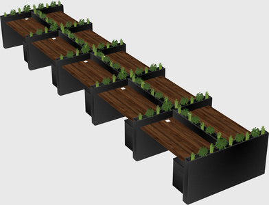 Rectangular shared desk