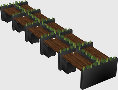 Rectangular shared desk
