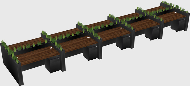 Rectangular shared desk