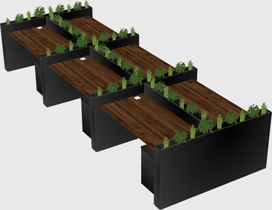Rectangular shared desk