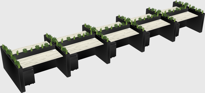 Rectangular shared desk