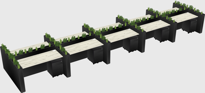Rectangular shared desk